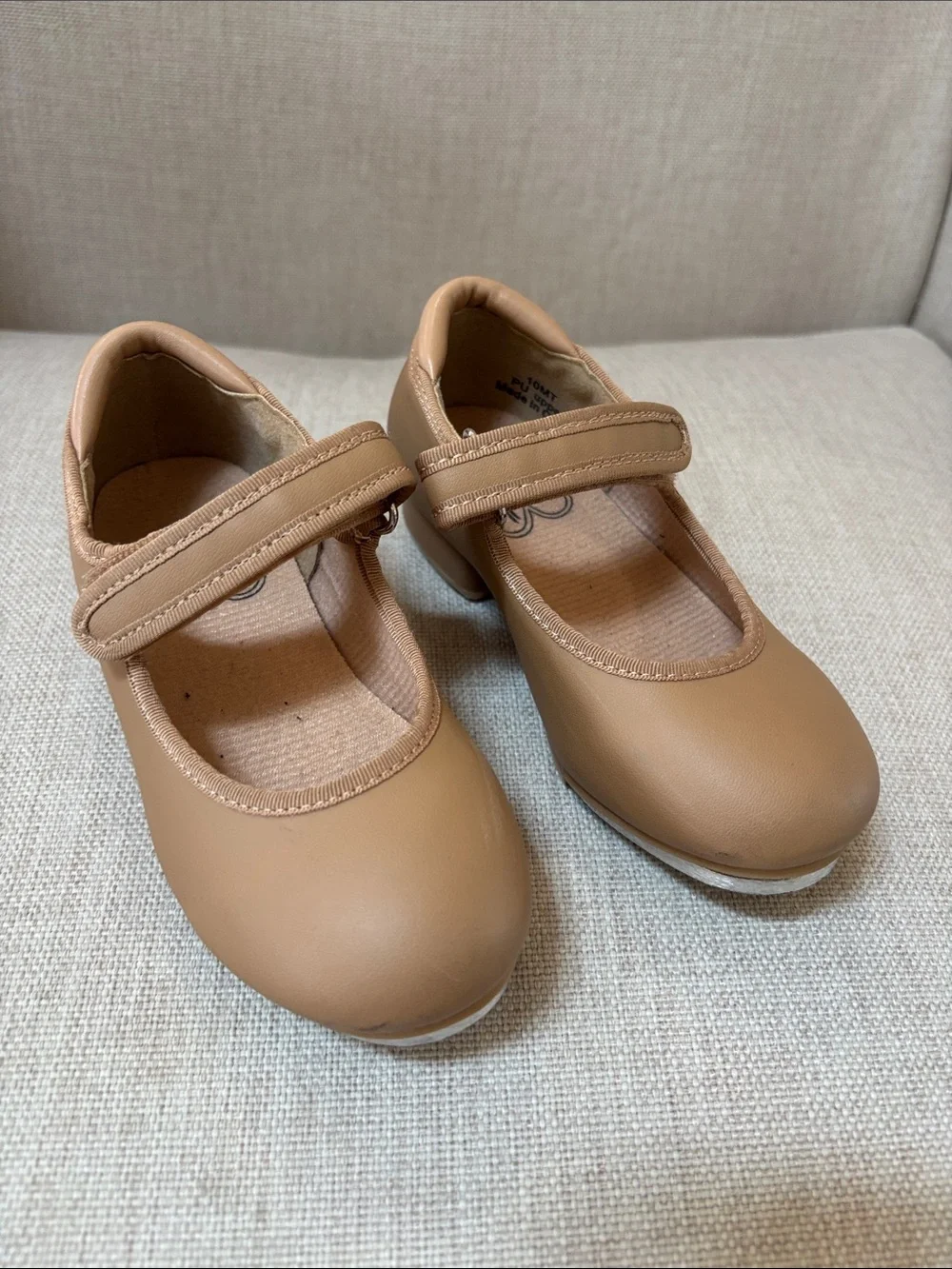 Stelle Toddler Girls Tan Tap Shoes with Velcro Hook-and-Loop Strap